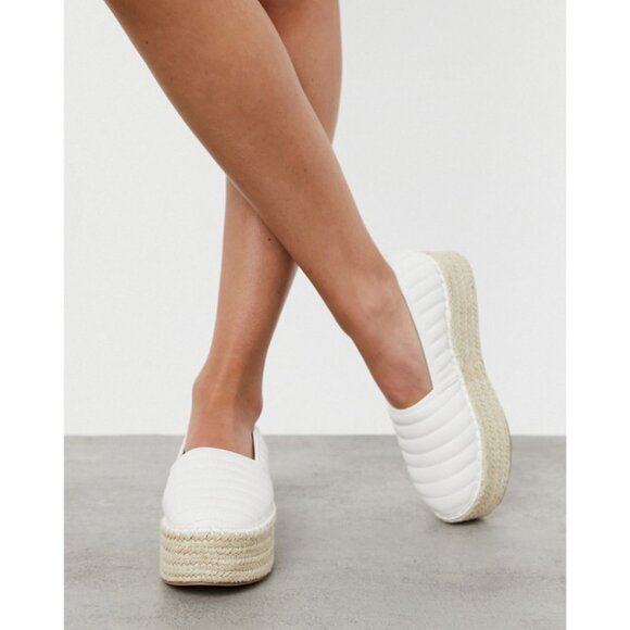 ASOS White Jack Quilted Platform Espadrilles - Picture 4 of 5